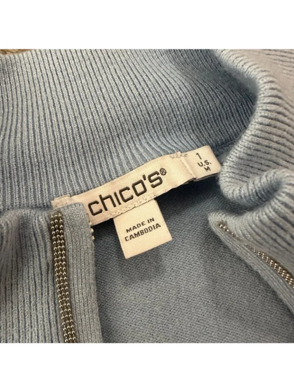 Chico's MEDIUM Blue Sweater Sweatpants Set Cashmere Blend